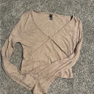 Alya Ribbed Brown Top